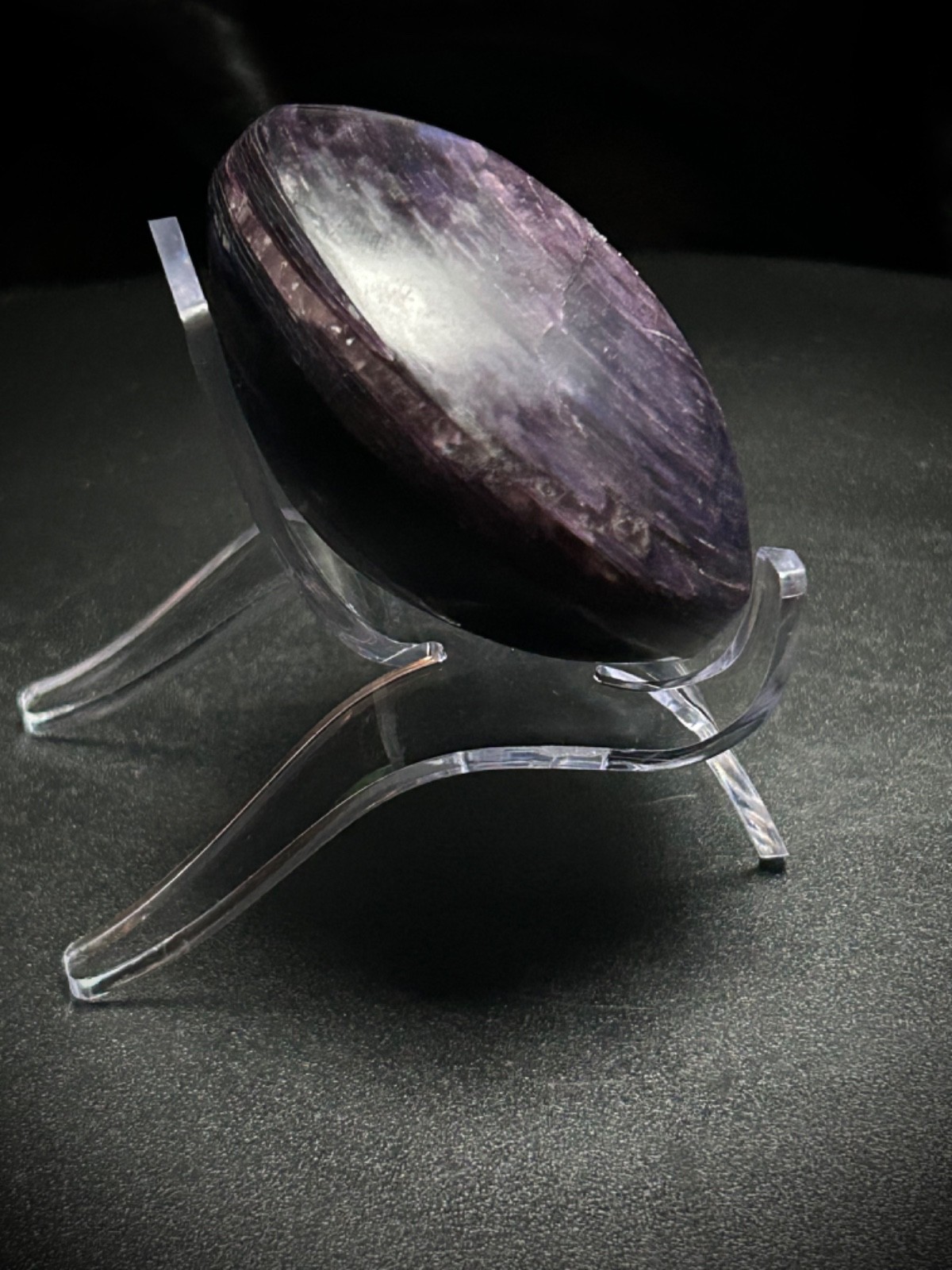 2.85″ Gemmy Lepidolite Freeform With Acrylic Stand 8.4oz (237 grams)