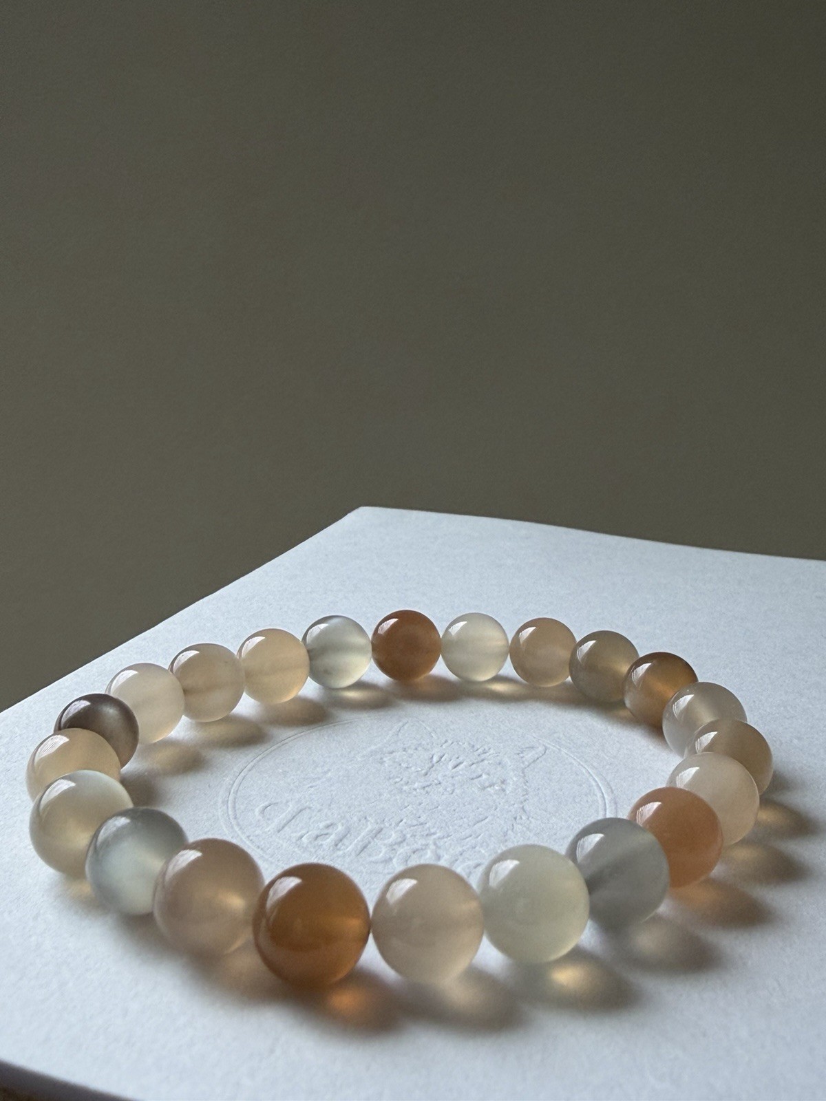 AAA+ Natural Colorful Multi Color Peach Gray White Flashy Moonstone Bracelet