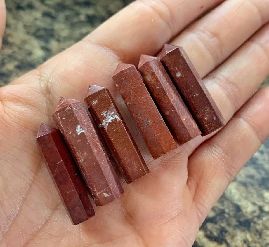 Red Jasper Stone Single Point Healing Natural Crystal Quartz Wand Reiki Energy H
