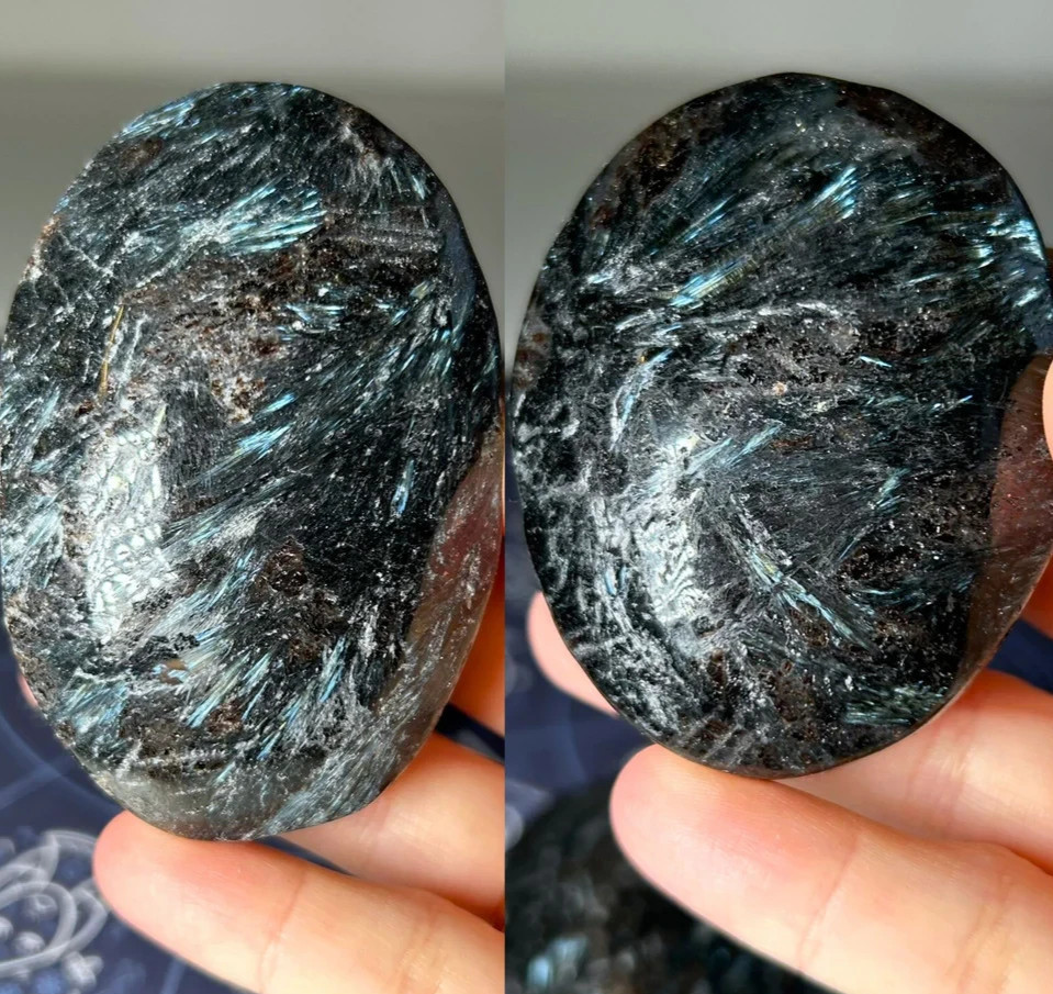 Arfvedsonite Palm Stone (2-2.5″) Powerful Protection Psychic Awareness Stone 1pc