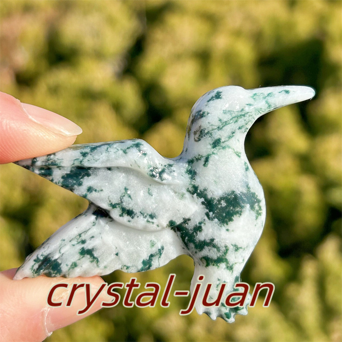 2″+ Natural Aquatic agatet hummingbird skull Carved Quartz Crystal skull heal