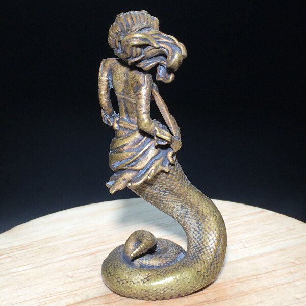 52g Ancient Chinese Handcrafted.Brass Exquisite.Perfect Medusa sculpture.gift