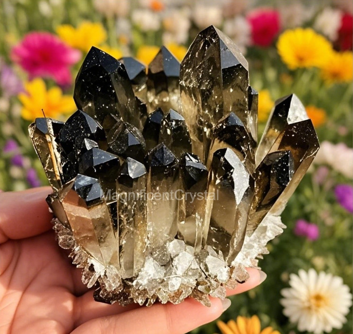 2025Rare 300G+Raw Smoky Quartz Crystal Cluster Natural Rough Geode Reiki Decor