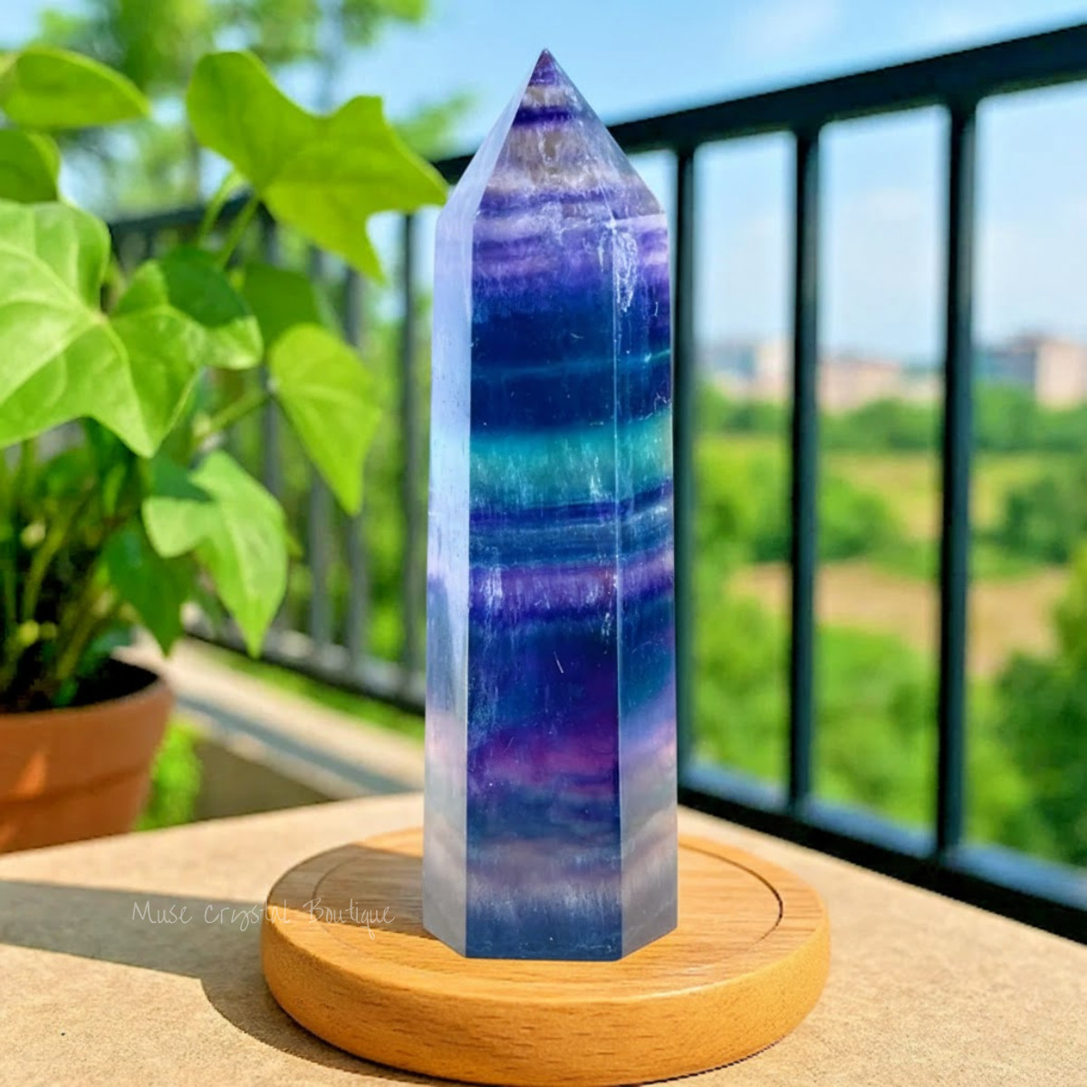 Natural Rainbow Fluorite Crystal Wand Obelisk Reiki Tower Point Home Decor Gift