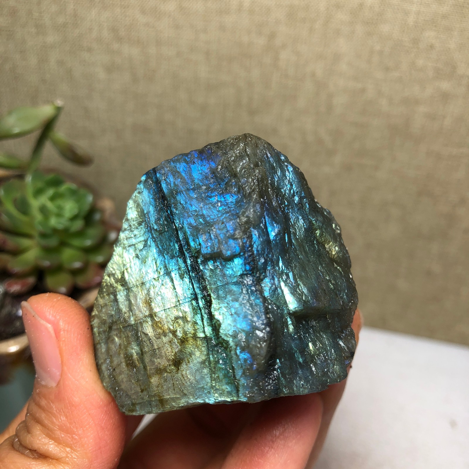 41mm Natural Labradorite Crystal gemstone rough original Specimen 90g A4218