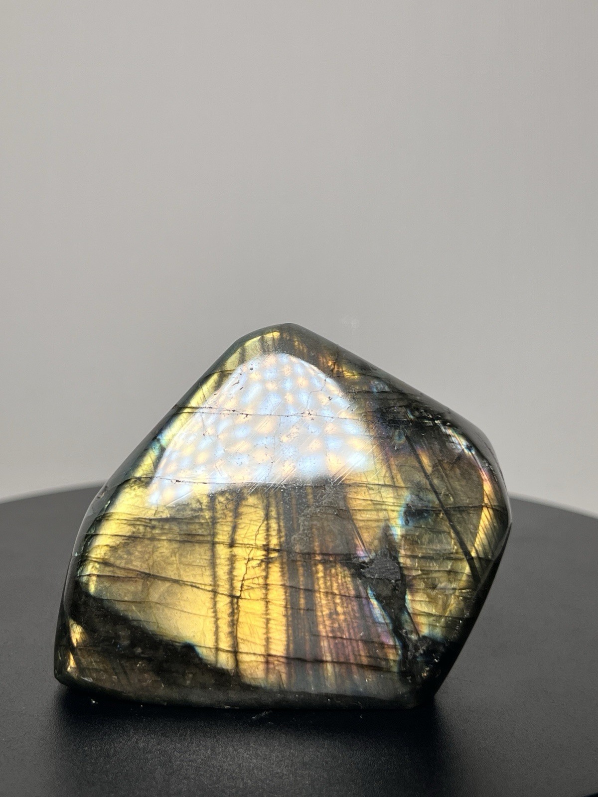 Labradorite 2 Piece Set w/Flash – Freeform & Sphere (63mm) w/holder
