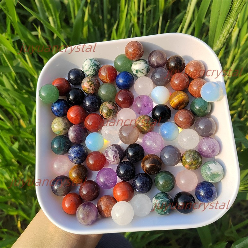 100pcs MIX Natural Crystal mini 15mm Sphere Quartz Crystal Ball Reiki Healing