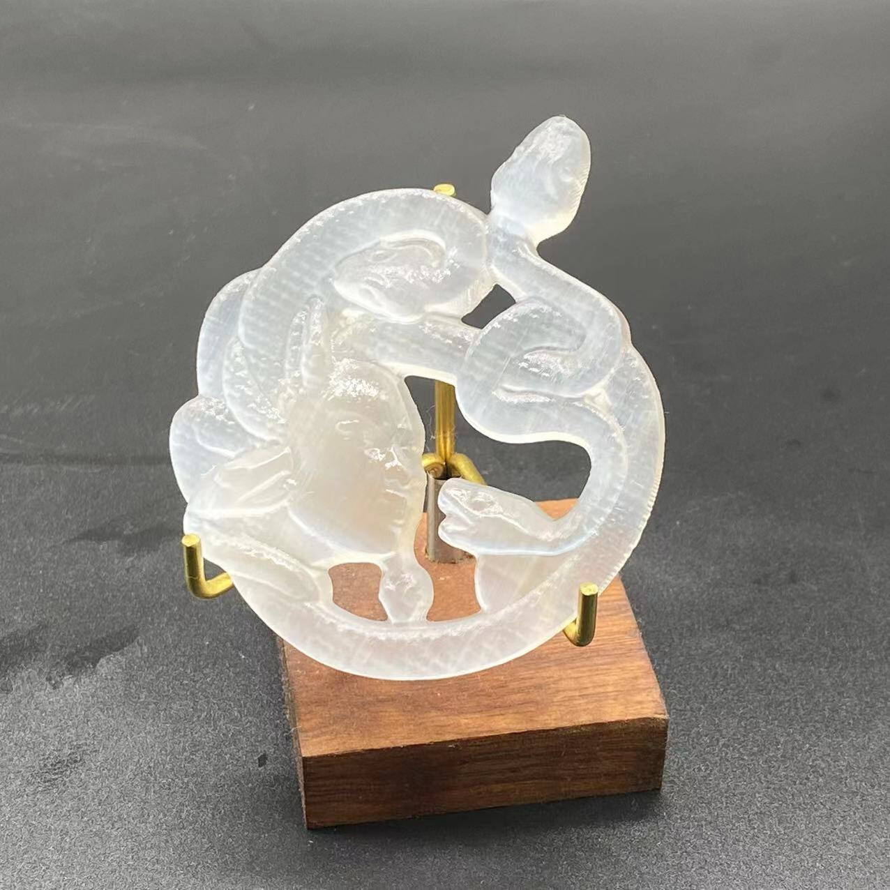 1PC Natural White Quartz Hand Carved Crystal Snake Skull Reiki Healing Gem decor