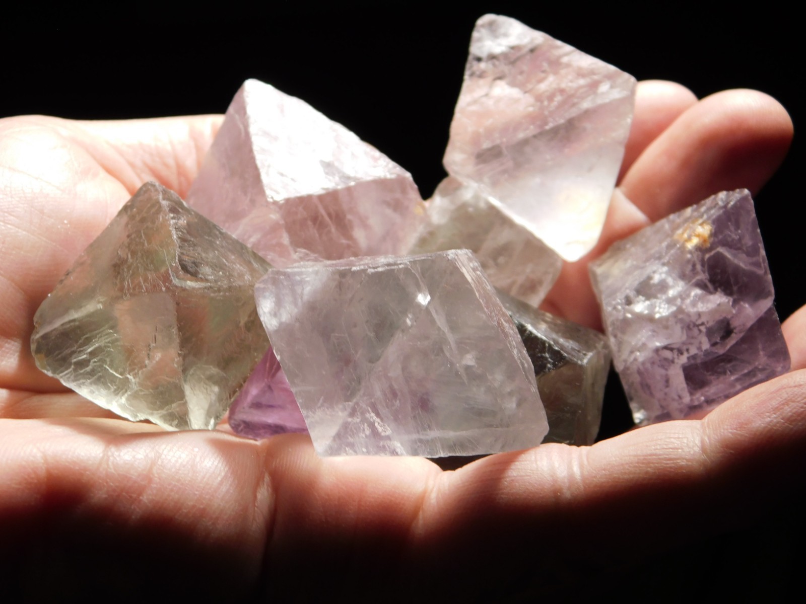 Big Lot of EIGHT! Translucent Octahedron FLUORITE Crystals From China 344gr