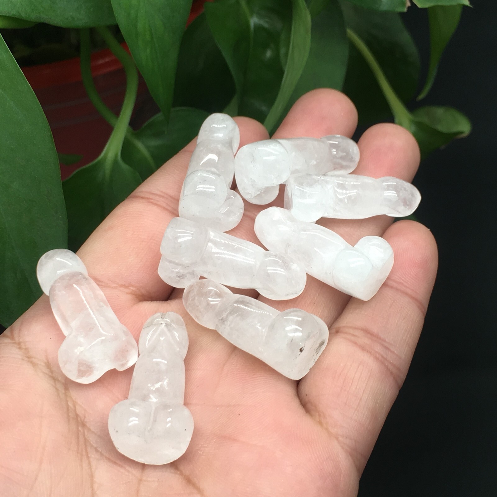 5pcs Natural white Male penis Quartz crystal Figurines Gem reiki healing random