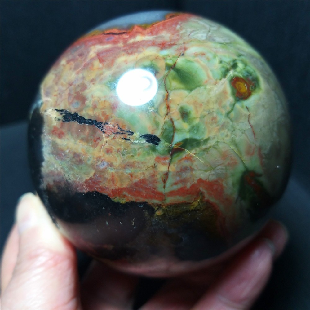 TOP 664G 78mm Natural Polished Colorful Agate Stone Sphere Ball Healing Ca900