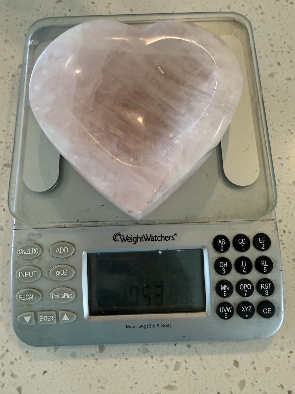 KCGS Rose Quartz Heart Bowl Pink Madagascar 750 Grams Trinket 1.10 Lbs Decor