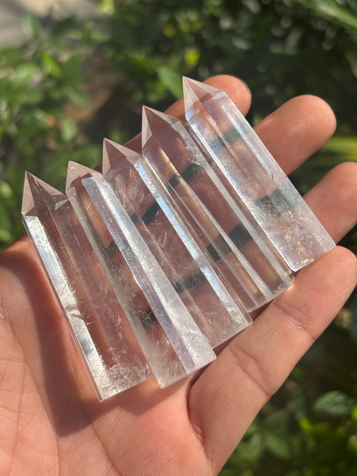 5PCS CLEAR QUARTZ SINGLE THIN PENCIL POINT WAND GEMSTONE CRYSTAL