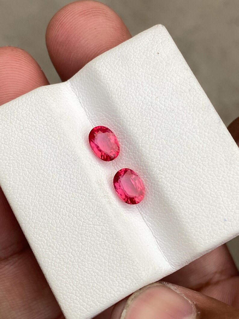 Earrings Set Lab Grown Orange Sapphire | 3 Carat Loose Hydrothermal Pair Stone