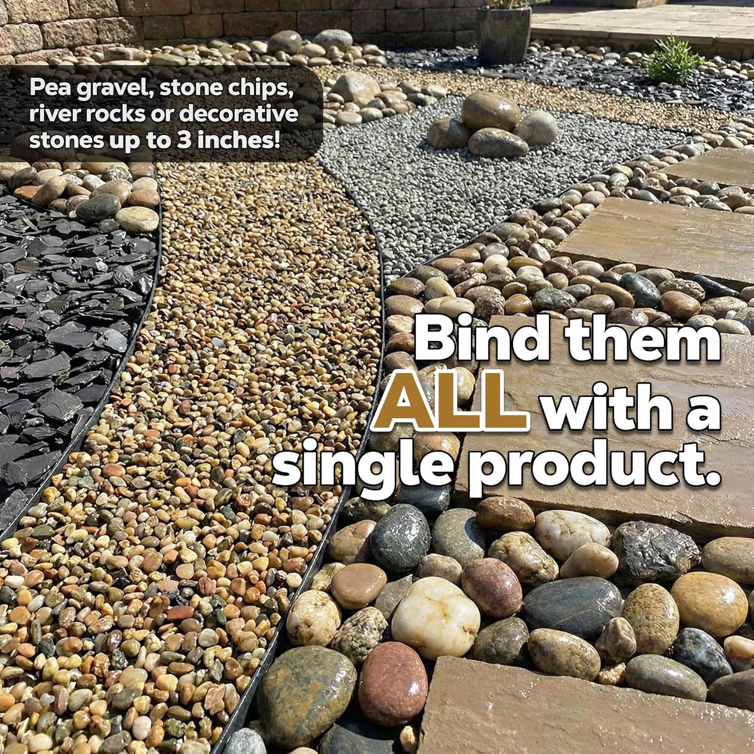 Dominator Rock Anchor 64oz – Rock Glue for Landscaping Gravel & Stone, Ready to