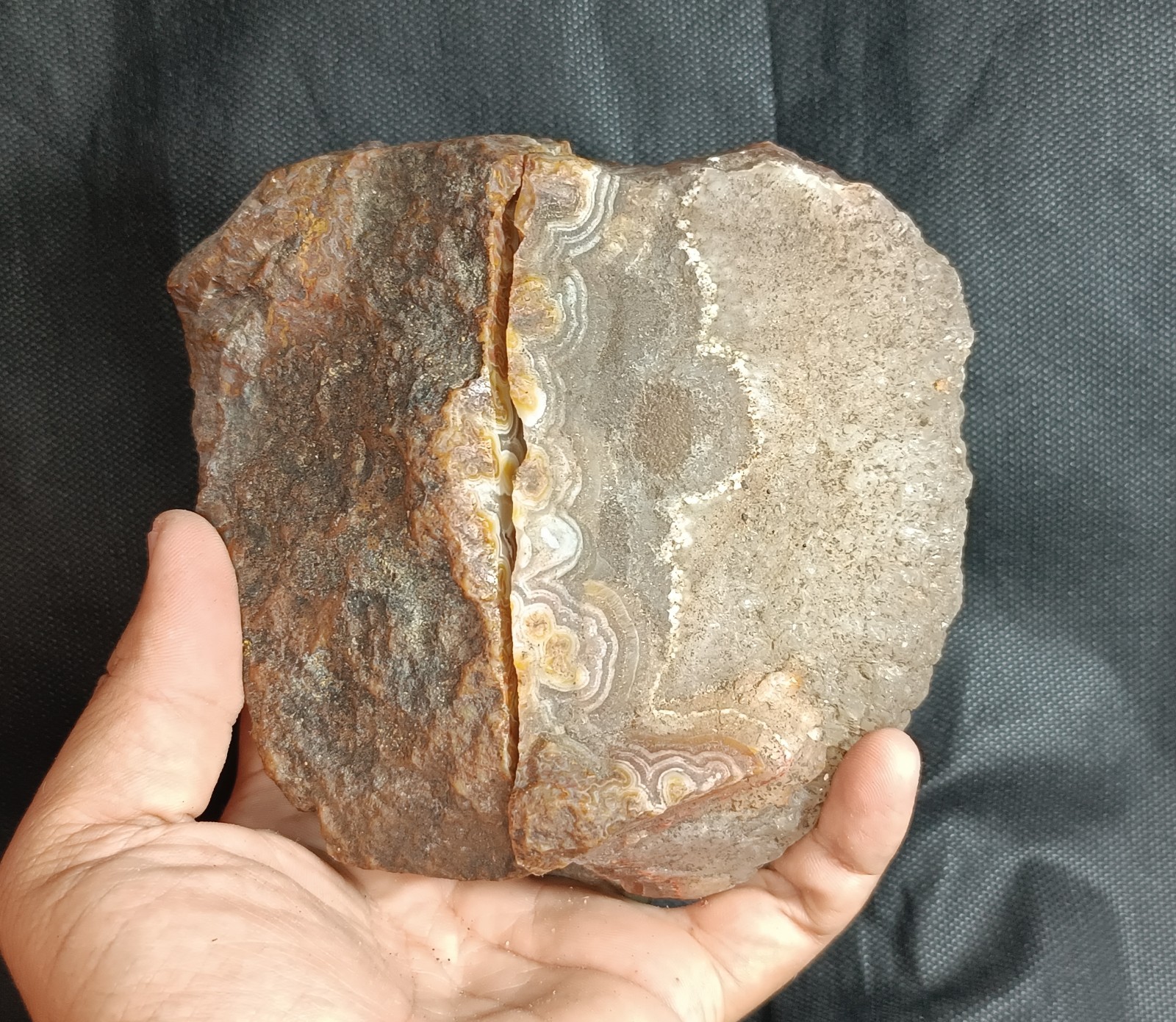 1490g/3.29 lb turkish banded plume agate stone rough, customs duty included
