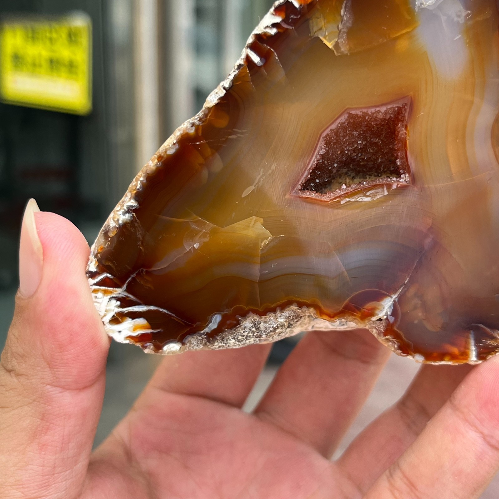 340g Small Natural Red Agate Geode Carnelian Druzy Crystal Mineral Specimen