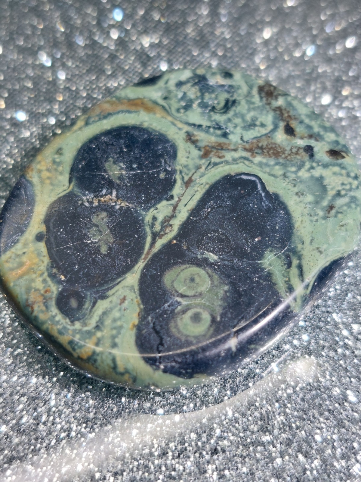 Kambaba Jasper Crystal Polished Slice Palm Stone Healing Energy 18.6g 3.5cm