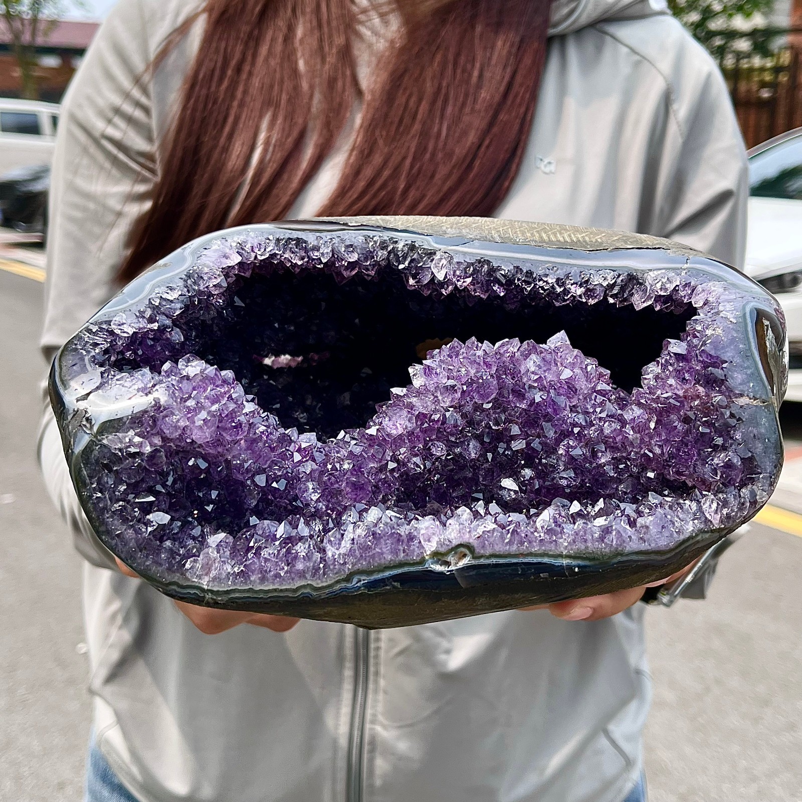15.23LB High quality amethyst agate coin bags attract wealth crystal specimens