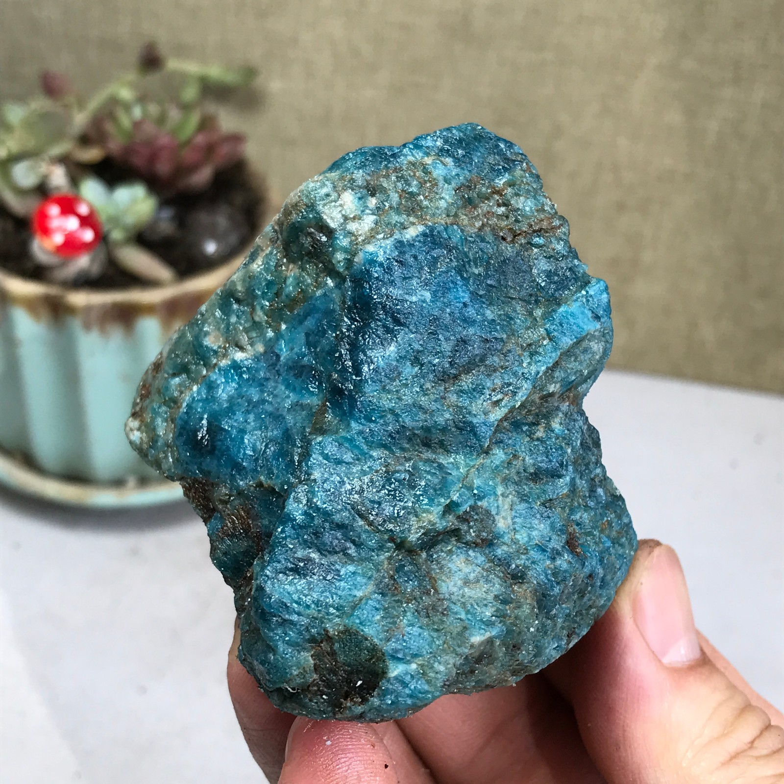 57-49-50mm Top Natural apatite Crystal uncut gemstone Mineral Specimen A4189