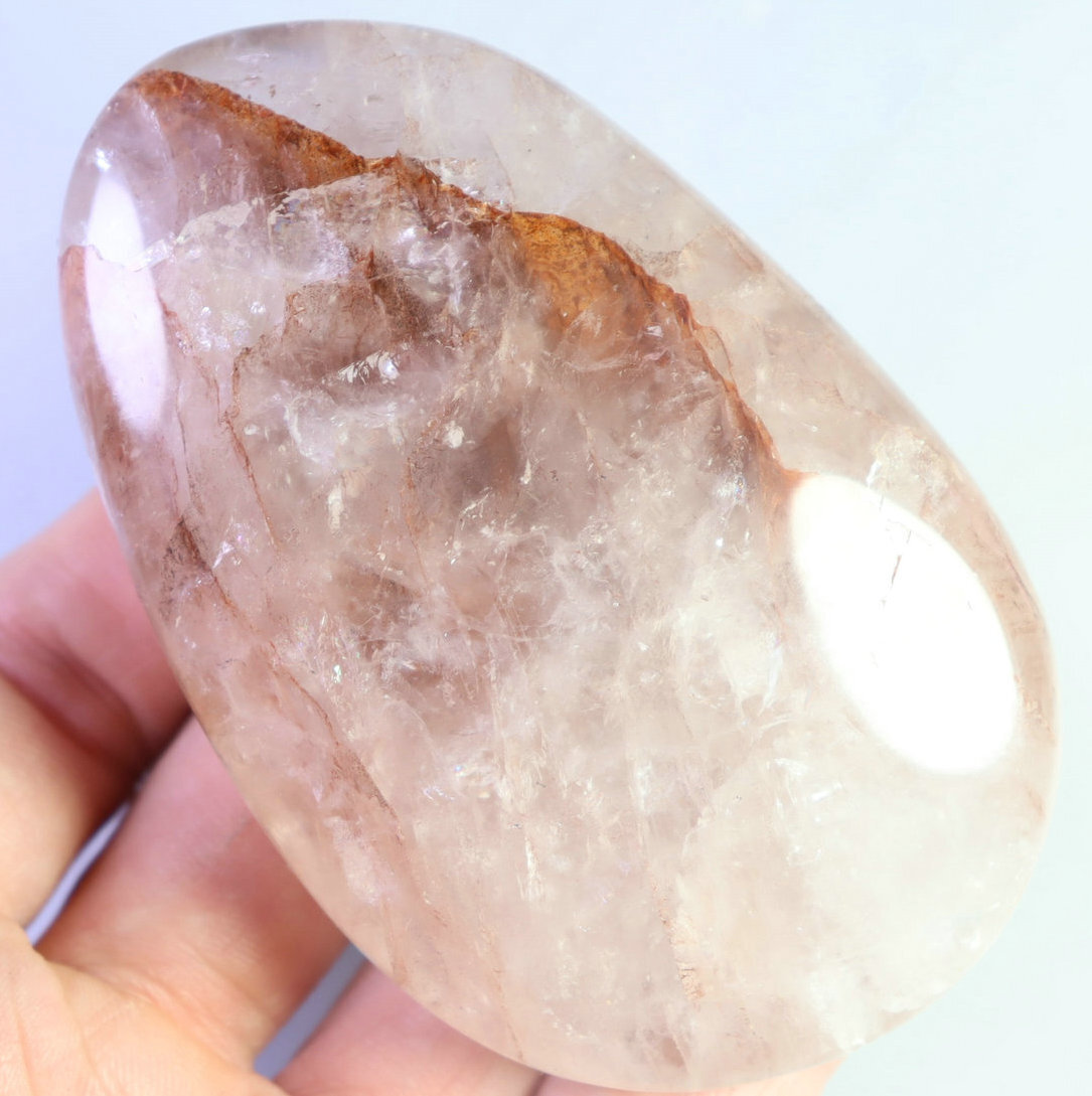 Natural Polished RED FIRE Hematoid Quartz Crystal Palm Stone Reiki Healing