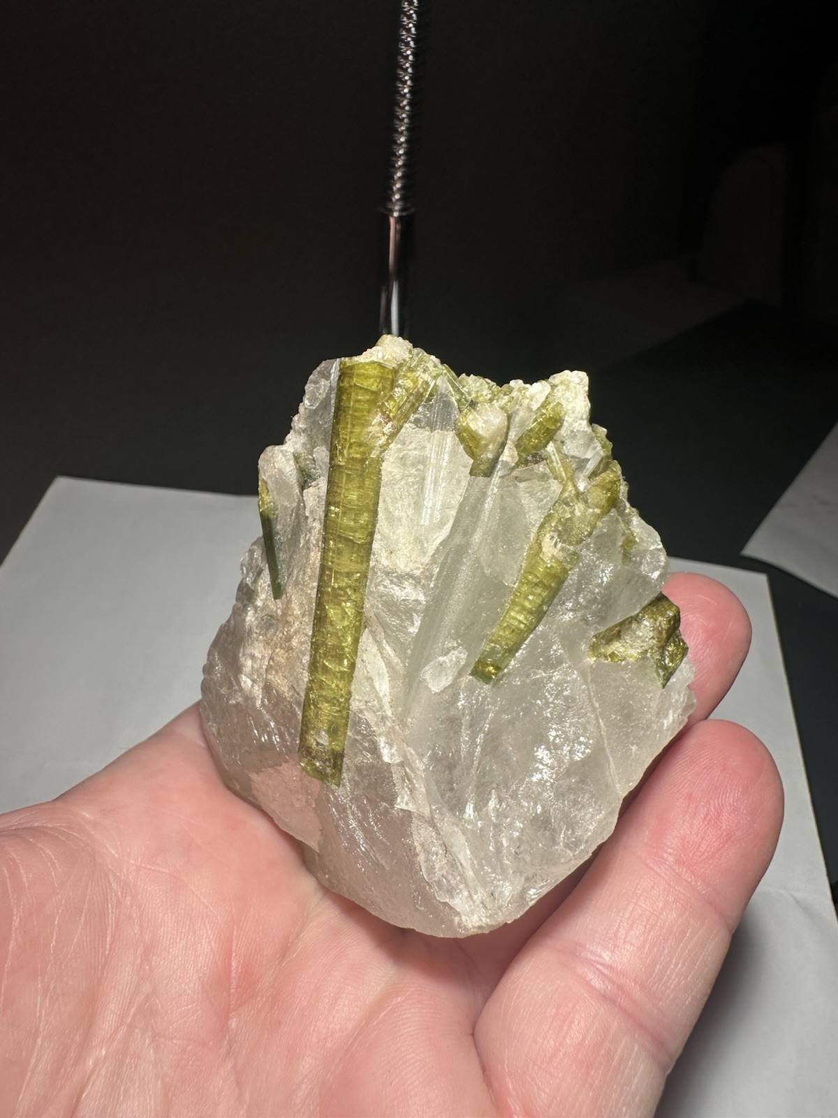 9oz 258 Grams Natural Bicolor 2″+ Green Tourmaline Crystals in Quartz Matrix!