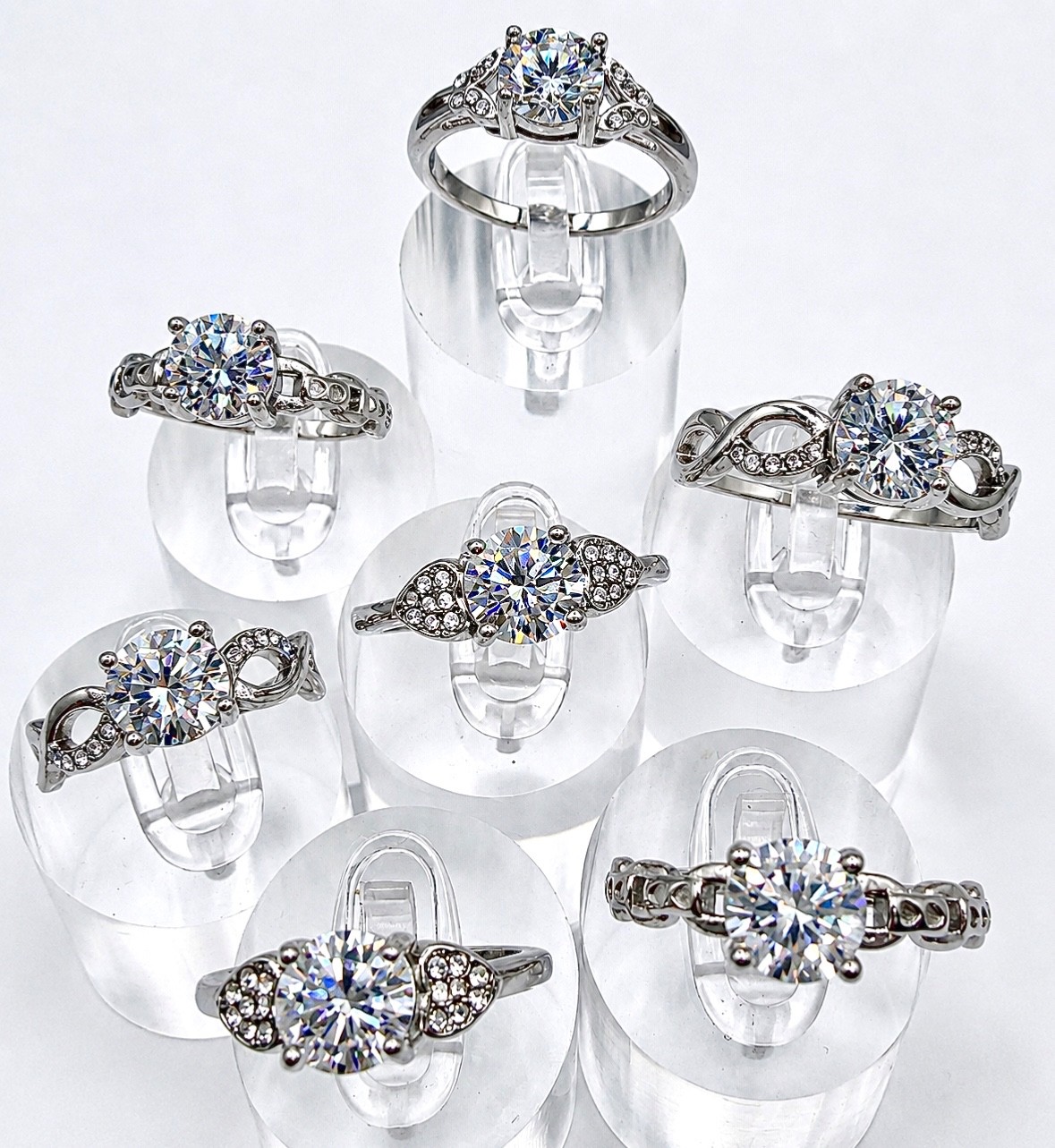 Wholesale Lot 7 Pcs Natural Moissanite Stainless Steel(316) rings 4mm