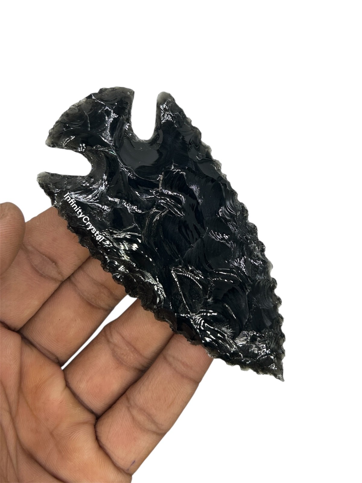 3.5” Obsidian Spear Tip,Chakra Crystal Arrowhead ,Wiccan Altar Talisman Tool.
