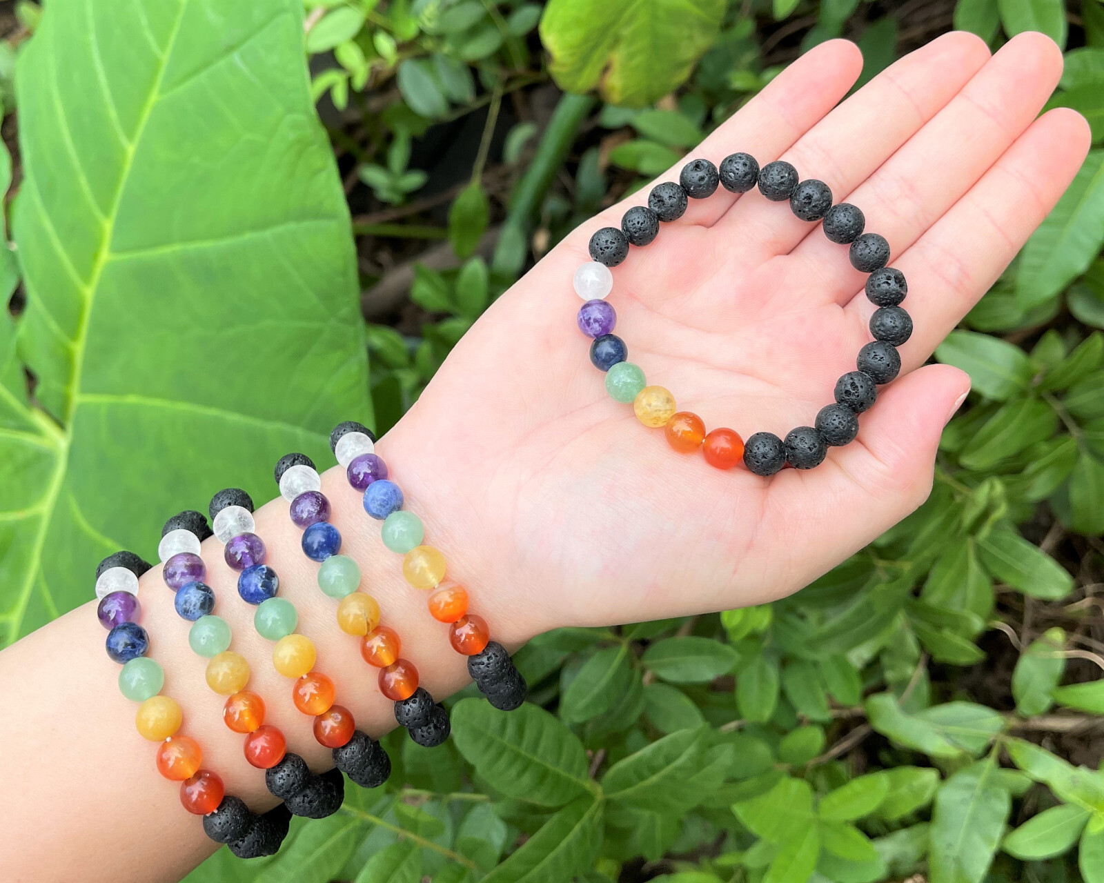 7 Chakra Crystal Box – Chakra Chip Bracleet, Lava Bracelet, Tumble & Rough Kits