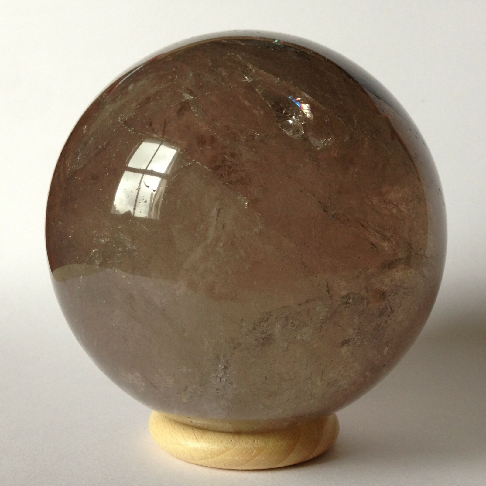 Large Smoky Quartz Crystal Ball Sphere with Haematite Inclusions 1.896Kg 10.74cm