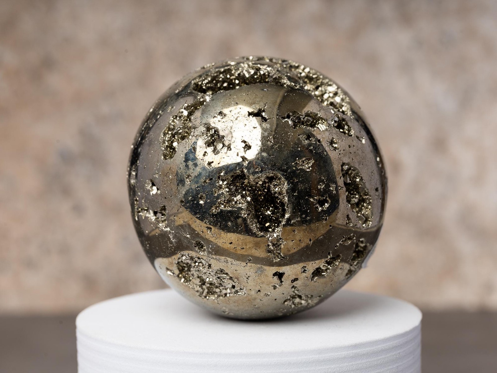 Pyrite Sphere with Stand Polished Golden Crystal Ball Natural Mineral Gift Decor