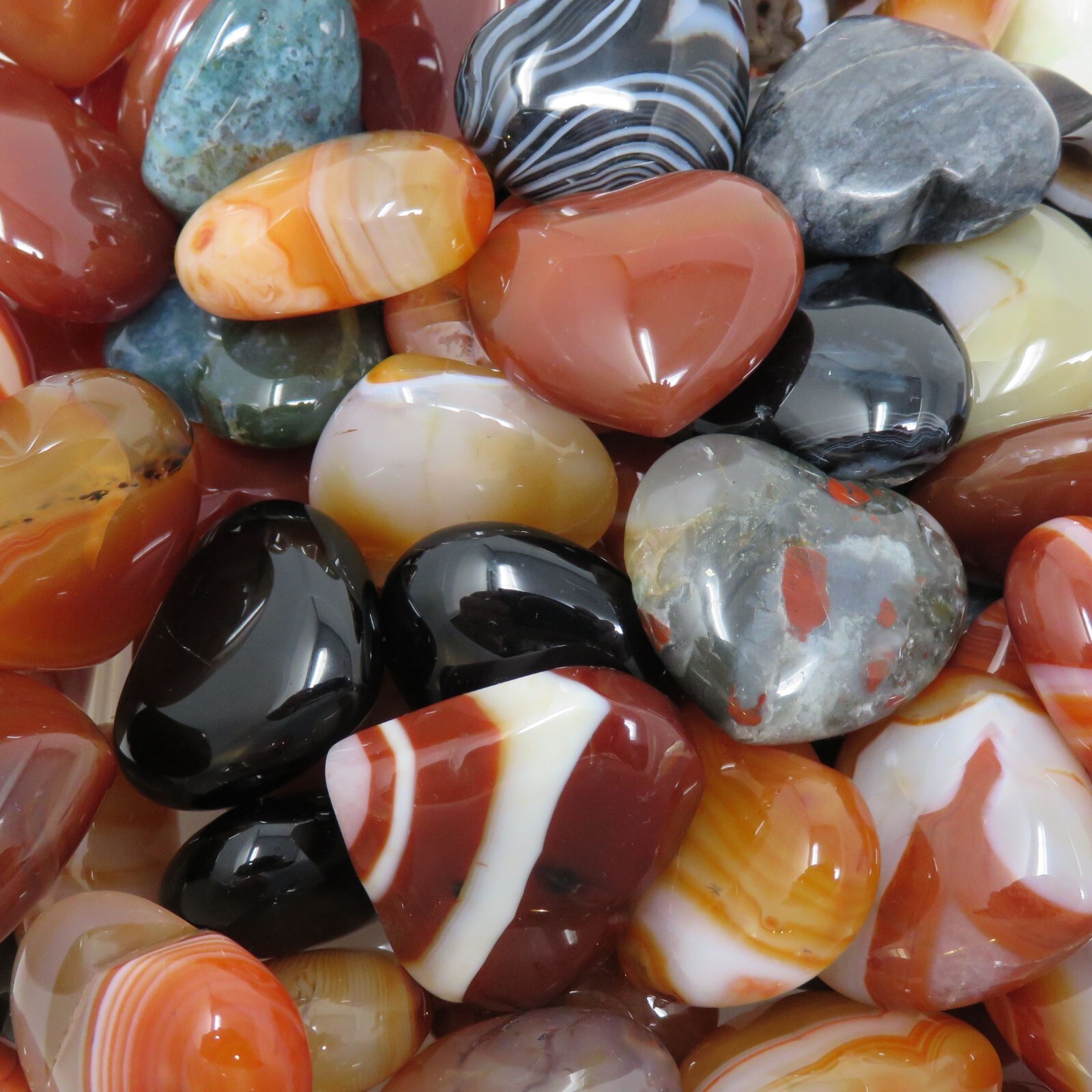 Set of 10 – Mixed Scratch AND Dent – Heart Stones – Random Colors & Sizes