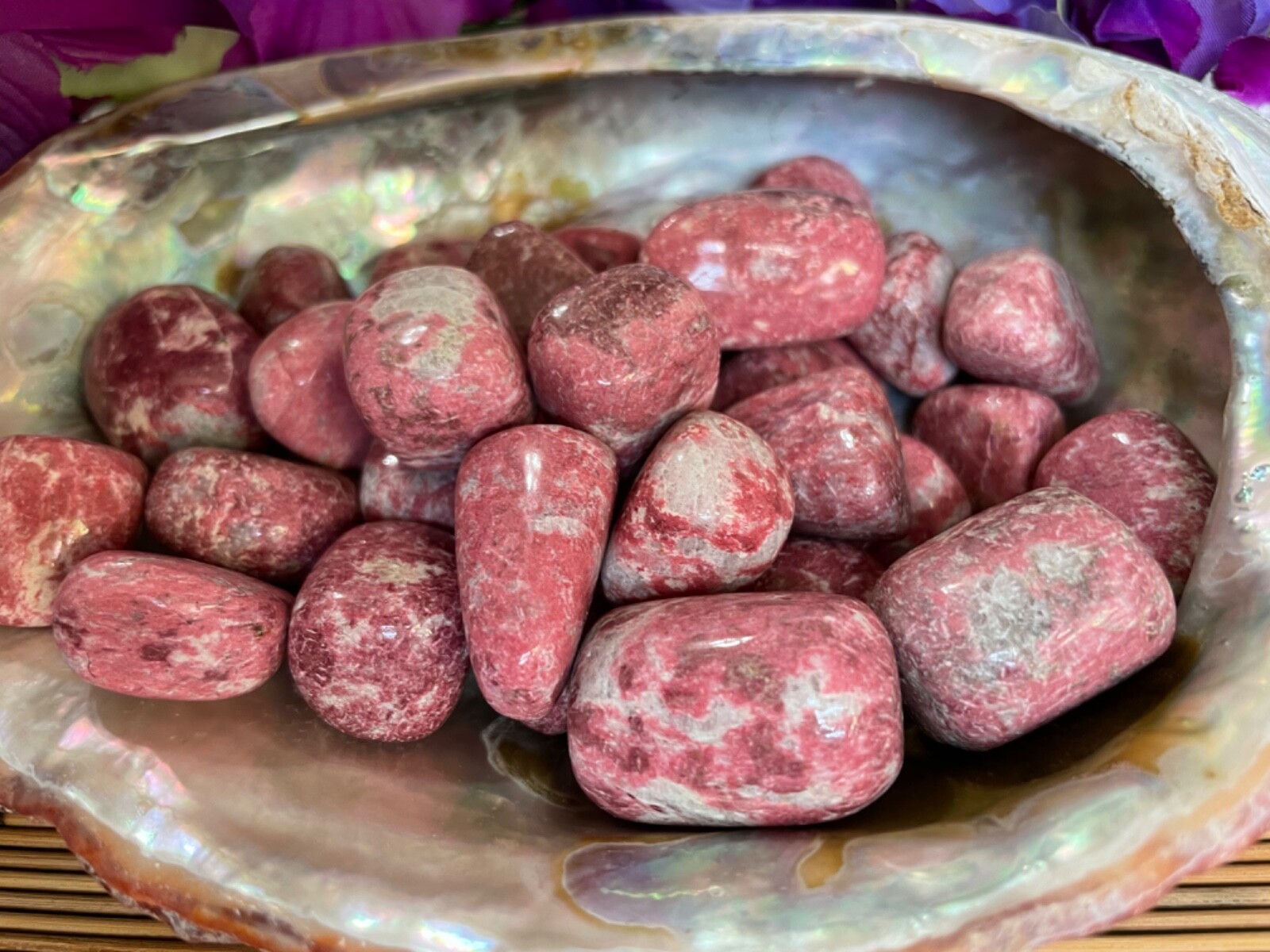 1X Pink Thulite Tumbled Stone 20-25mm Reiki Healing Crystal Speaking Introverts