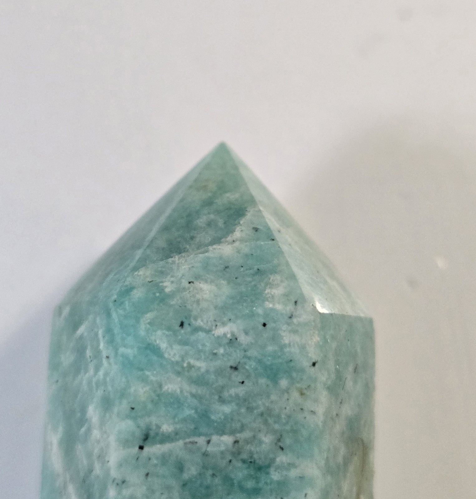 Three 4 inch Towers. Light Rose Quartz, Rainbow Moonstone, and Amazonite.
