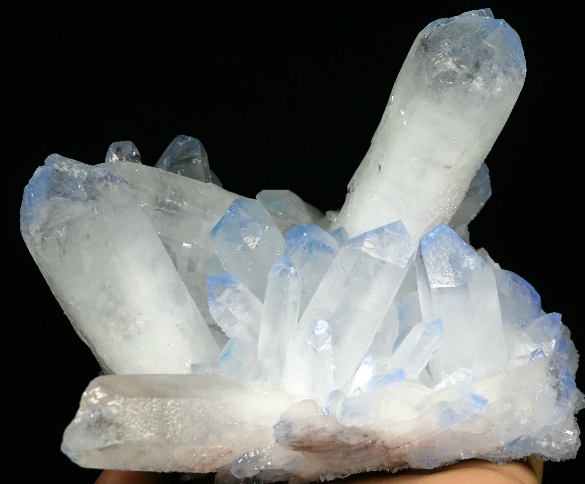 2.01lb Rare Beatiful Blue Tibetan Ghost phantom Quartz Crystal Cluster Specimen