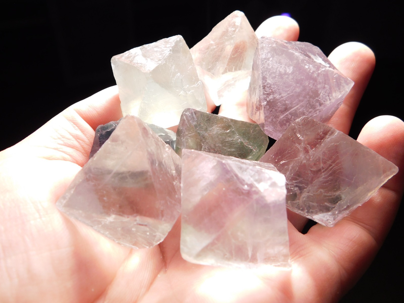 Big Lot of EIGHT! Translucent Octahedron FLUORITE Crystals From China 346gr