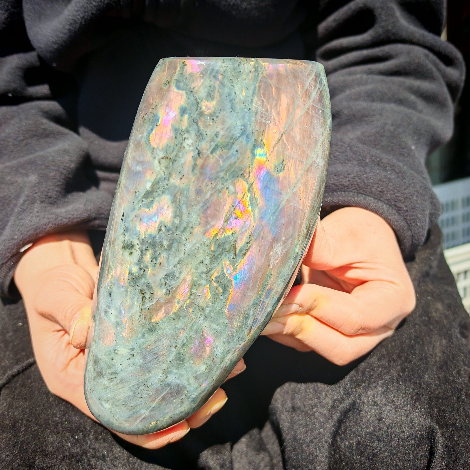 3.41LB RARE Natural crystal Labradorite that emits purple light beauty