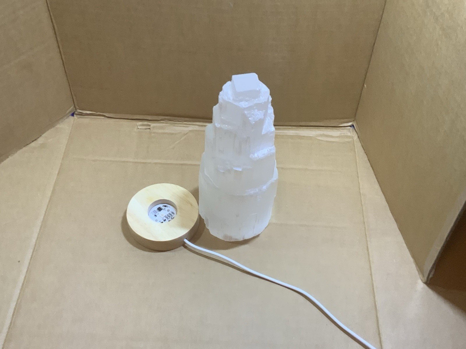 Selenite Lamp, Selenite Crystal Lamp, Selenite Tower Skyscraper Lamp, 8″ (20 cm)