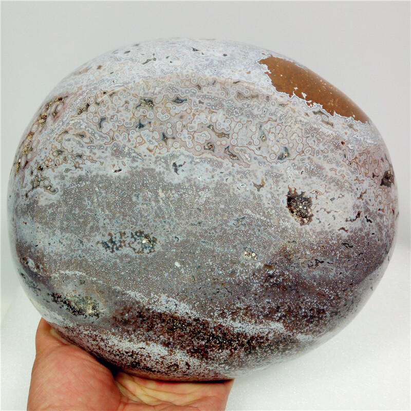 7.2″2.8lb Wonderful Polychrome Ocean Jasper Geode ashtray Coin/Soap dish MadY790