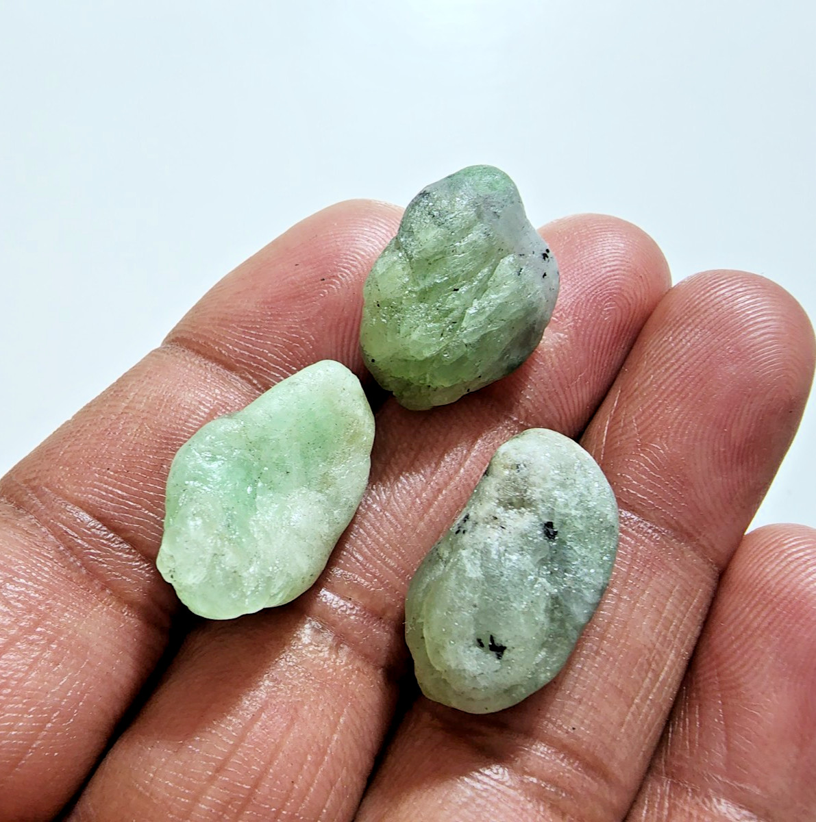 3 Pcs Top Tsavorite Garnet Rough 23-18mm Green Untreated Crystal Jewelry Making