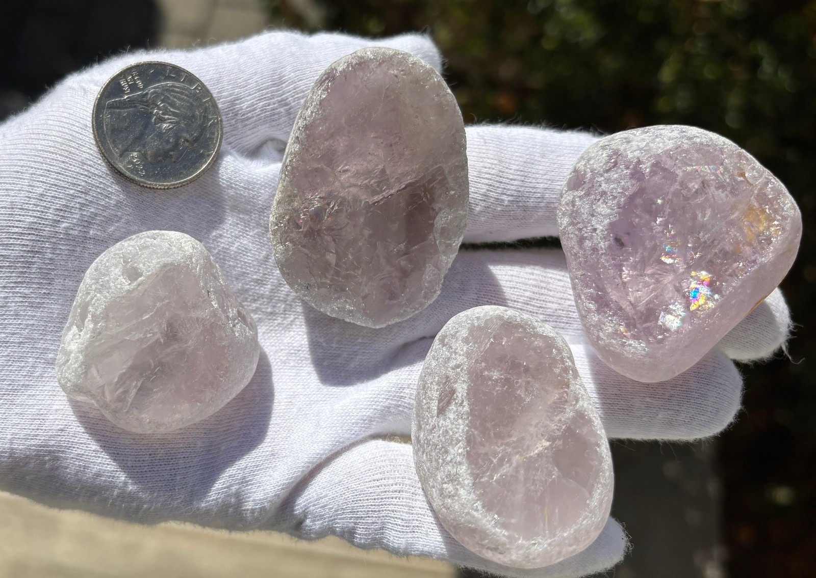 US SALE SEE VIDEO 191g LOT 4 SEER STONES PALE AMETHYST/SMOKY QUARTZ/CLEAR QUARTZ