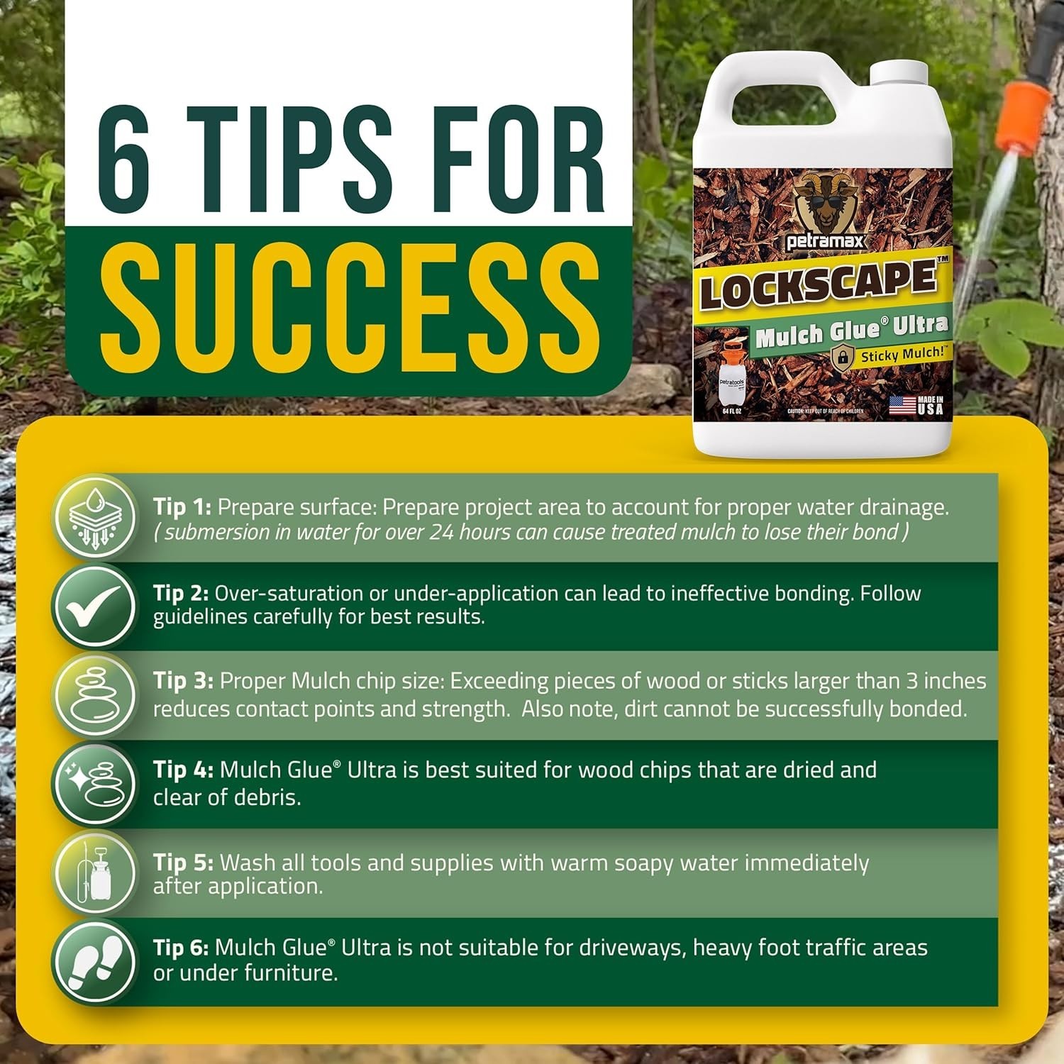 Lockscape Mulch Glue 64oz – Heavy-Duty, Non-Toxic Landscape Adhesive for Mulch