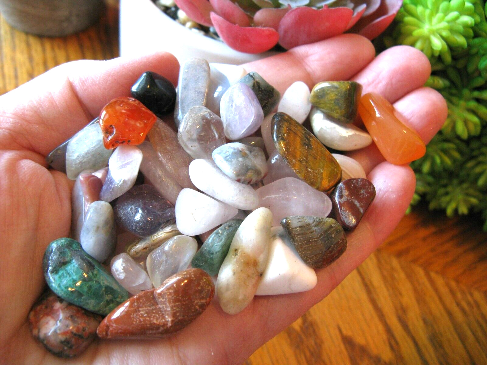 New Natural Assorted Tumbled Gemstones & Crystals 0.50″ or Larger – 1/4 lb Bag