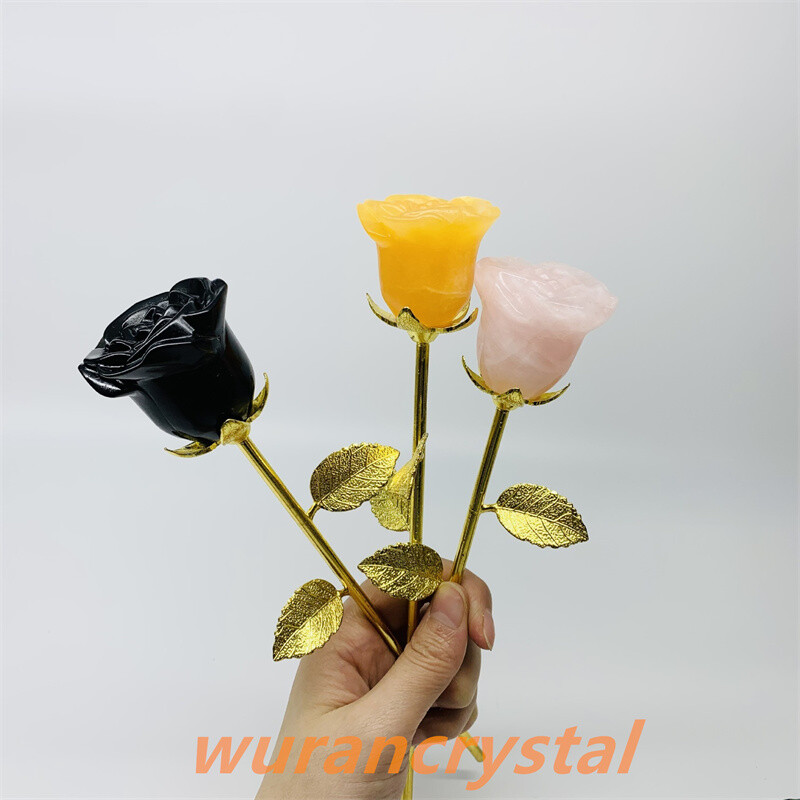 Mix Natural quartz crystal rose point carved vase bedroom Reiki healing gift