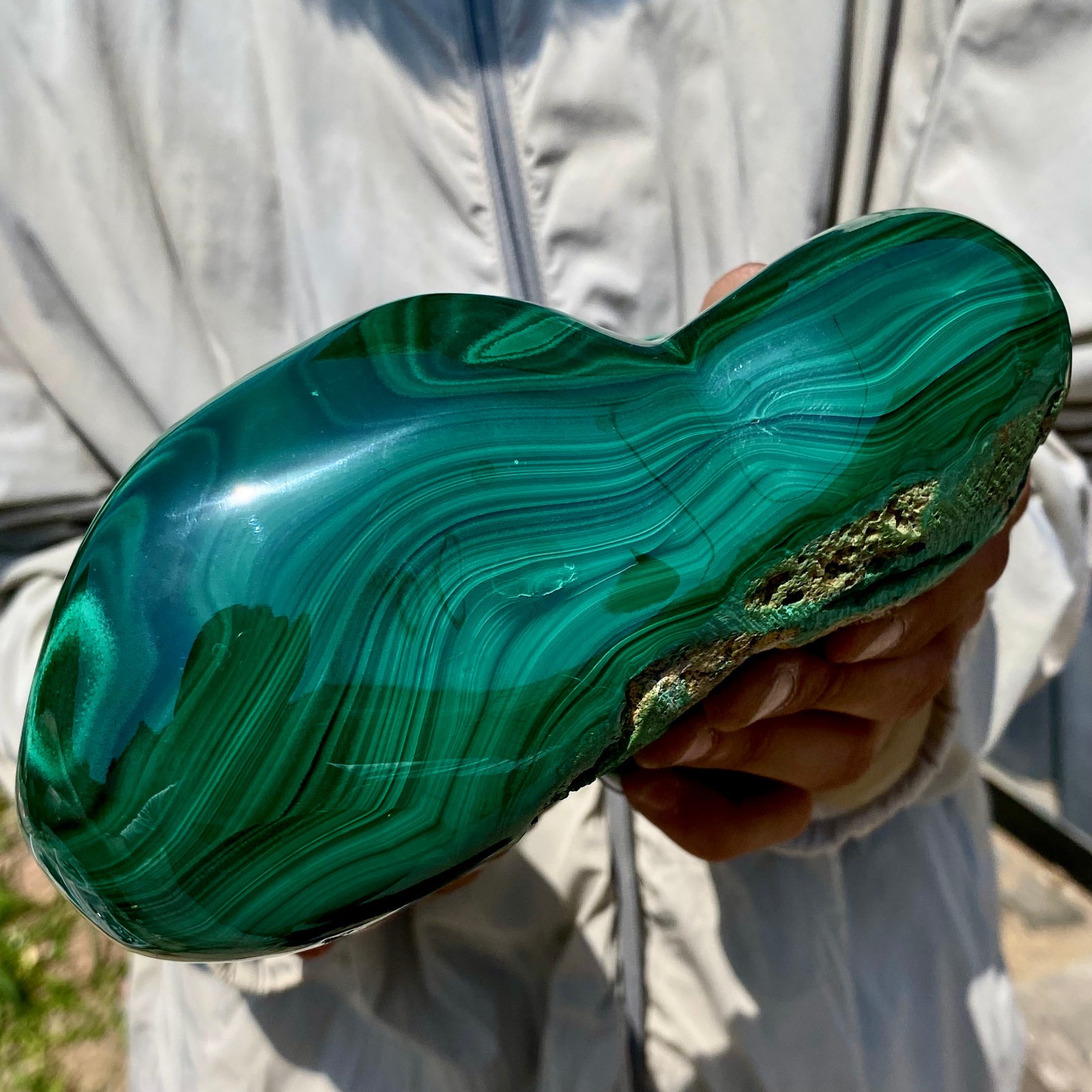 5.93LB Natural glossy Malachite transparent cluster rough mineral sample