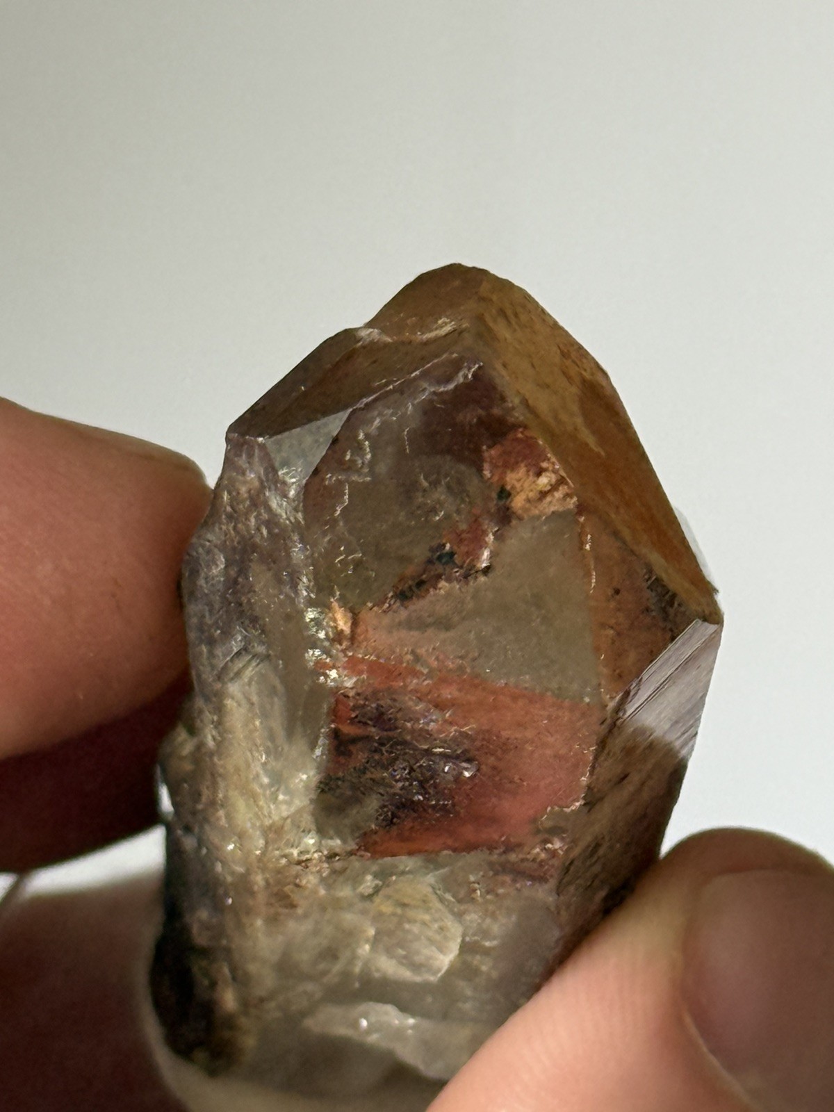 Quartz Crystal w/ Phantom & Hematite Red Feather, CO 5cm – 34.2g – ID20