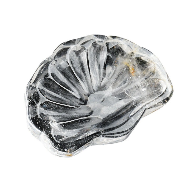 Natural Clear Quartz Shell Bowl Hand Carved Healing Crystal Home Decor 1PCS