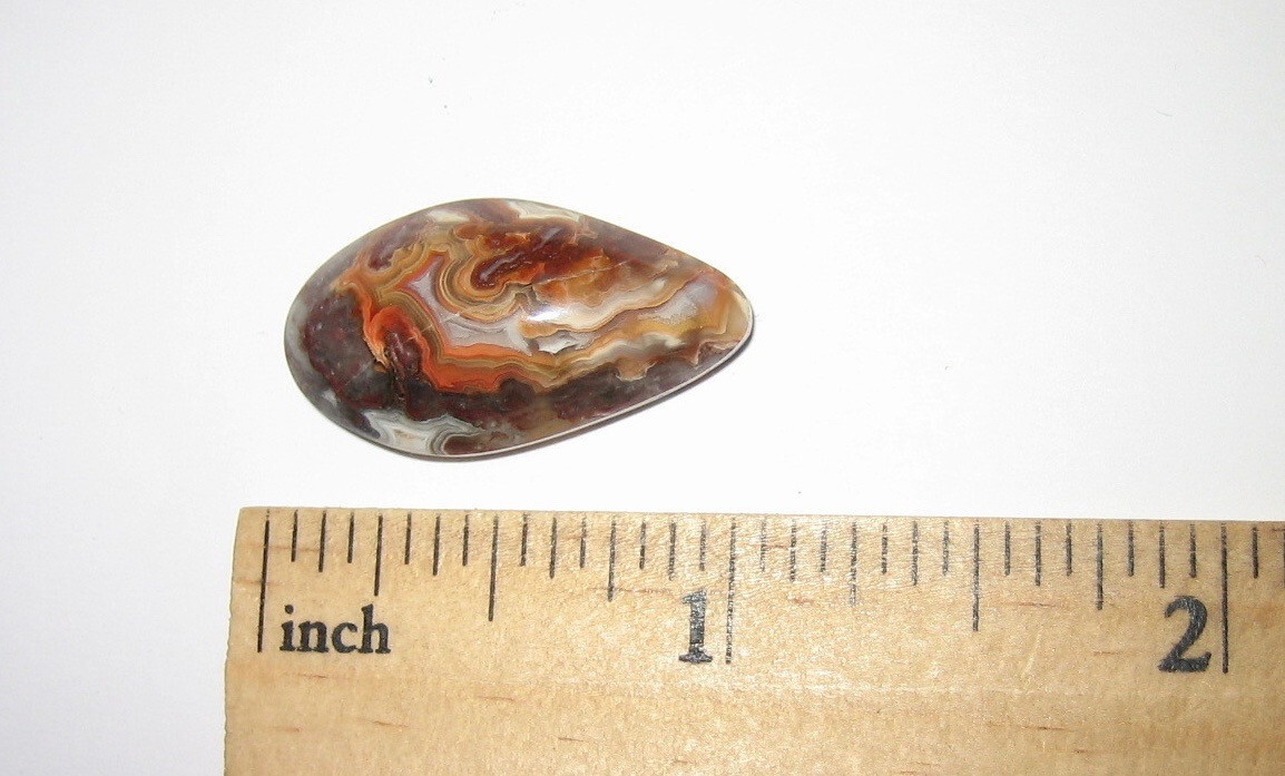 26x14mm POLISHED NATURAL LAGUNA LACE AGATE CRYSTAL STONE CABOCHON MEXICO 3.4g *6