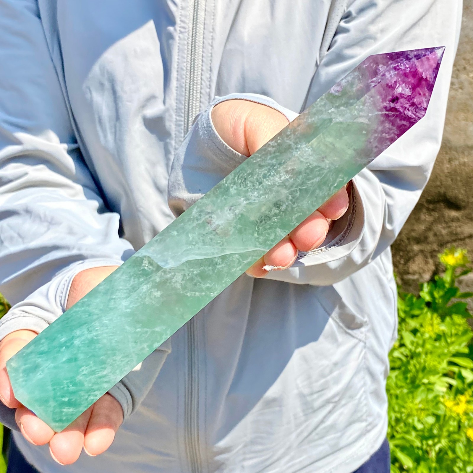 1.39LB Natural Fluorite Crystal Column Magic Wand Obelisk Point Earth Healing