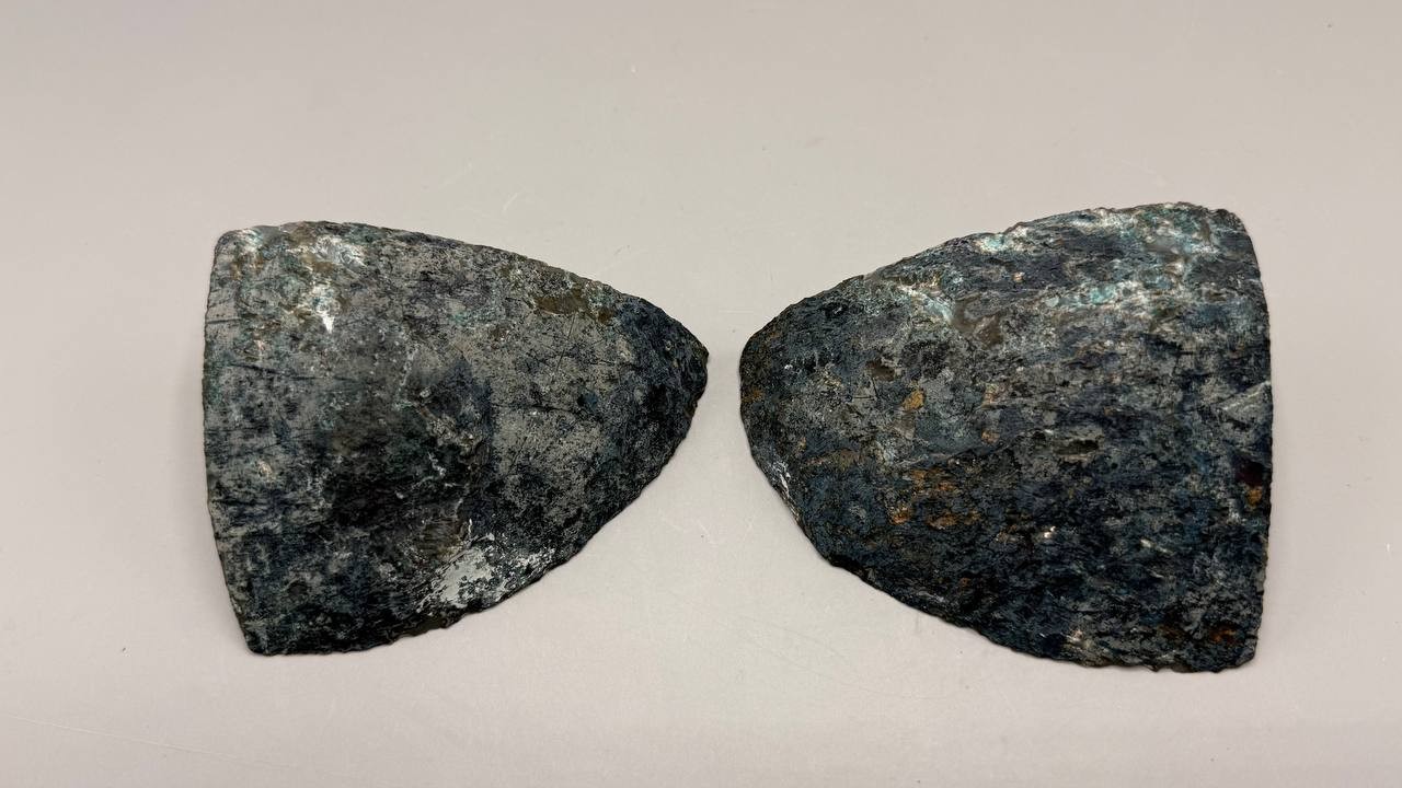 Natural Blue Agate Geode Bookends Pair 6 in Polished Crystal Stone Heavy Decor
